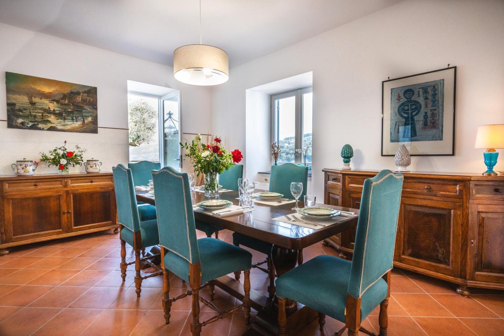 Villa I Due Golfi, la sala da pranzo